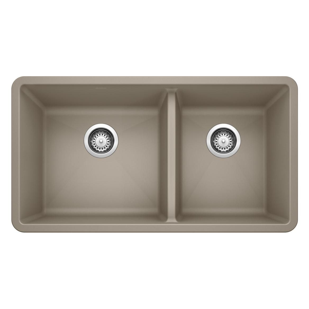 Precis SILGRANIT 33-in 60/40 Double Bowl Undermount Kitchen Sink, Truffle T9N5 - product image 1