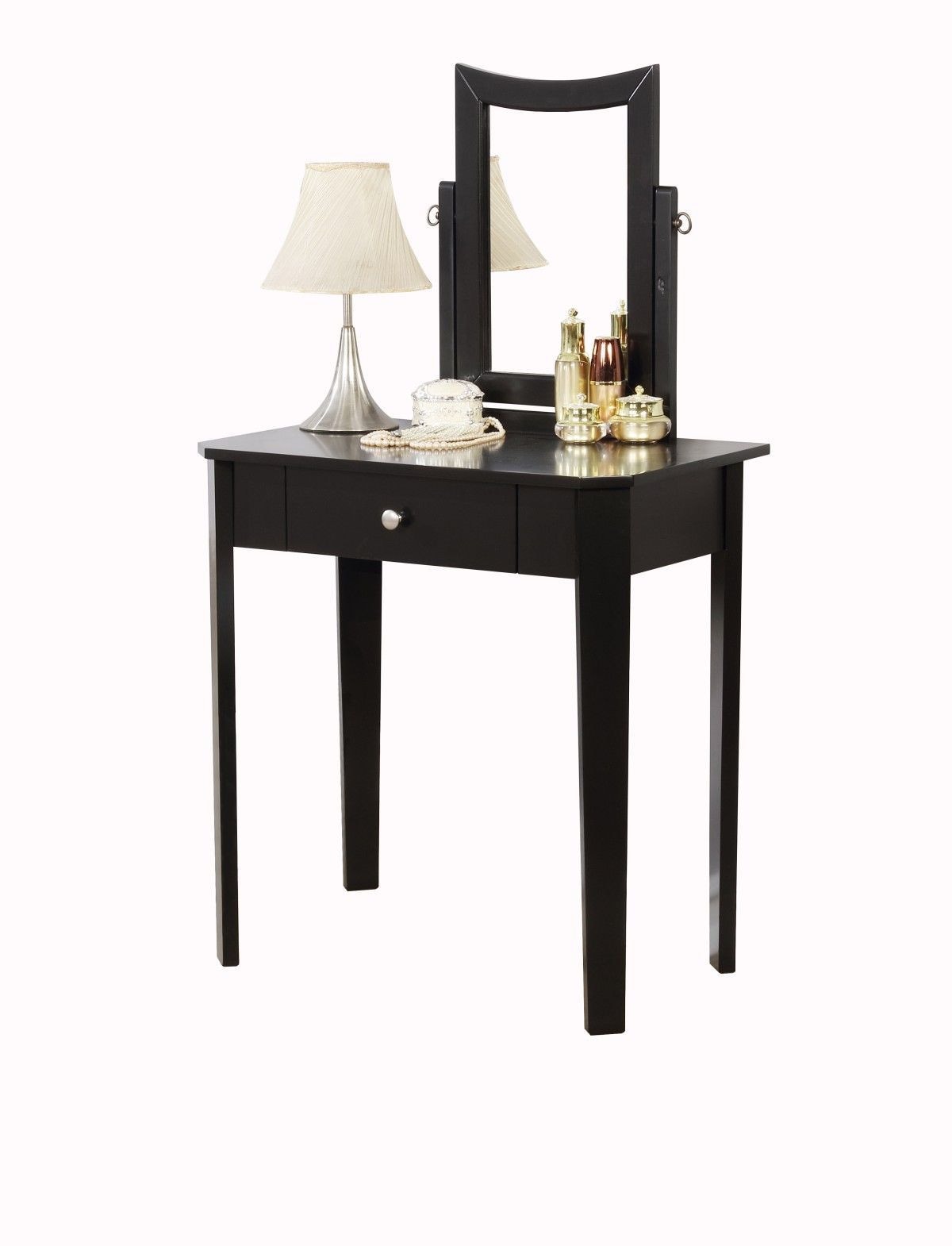 Celah 1-Drawer Black Dressing Table Makeup Vanity Set with Stool and Mirror C9H0 - product image 3