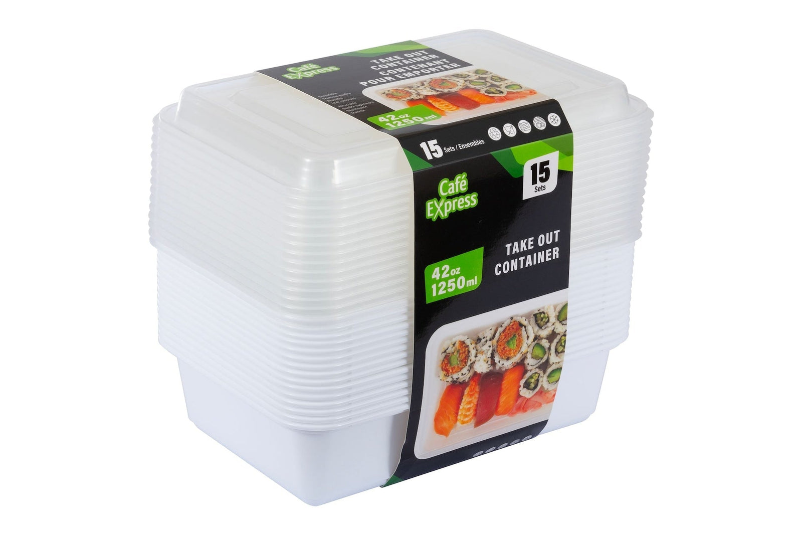 Express Rectangular Take Out Containers, 1.25-L, 15-pk W3F2 - product image 1