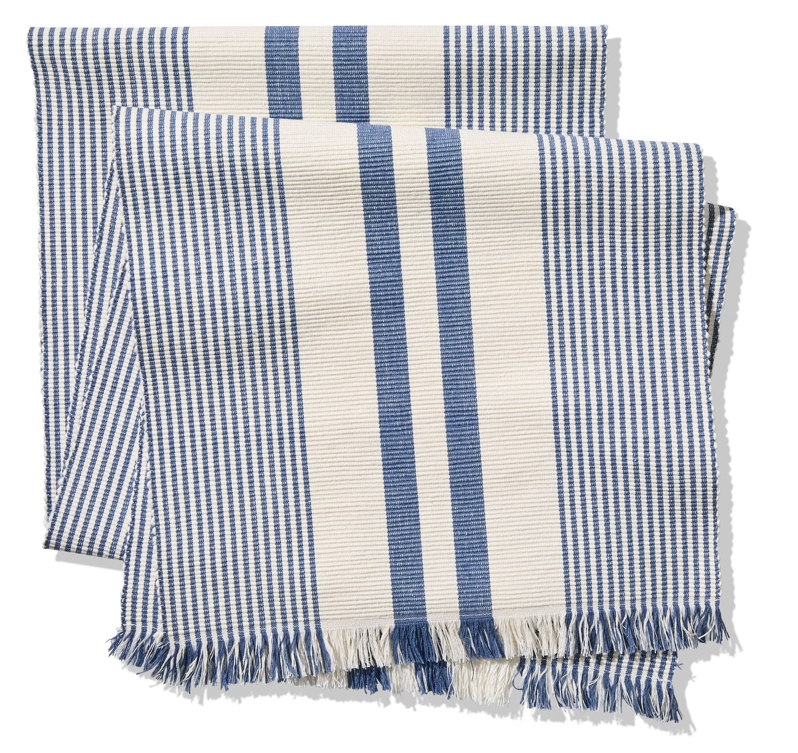 Blue Ribbed Rectangular Cotton Table Runner, 84-in x 15-in K4Z0 - product image 1