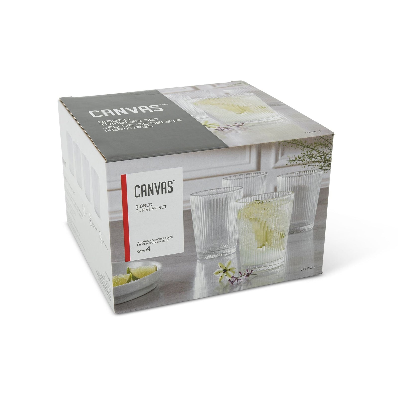 Ribbed DOF Dinner Glass Set, Lead-free, 4-pc A8V4 - product image 4