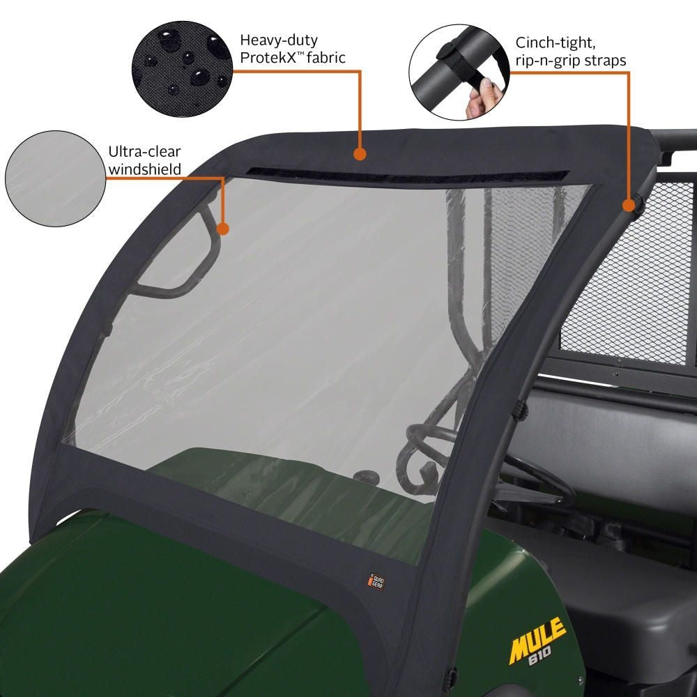 Classic Accessories QuadGear UTV Front Windshield, Fits Kawasaki Mule 600 610, Black R3D4 - product image 5