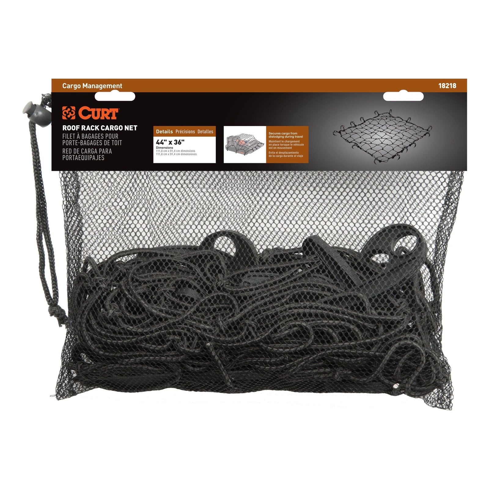 18218 Elastic Cargo Net with Hooks for Roof Basket, 44 x 36-in Q1P4 - product image 1