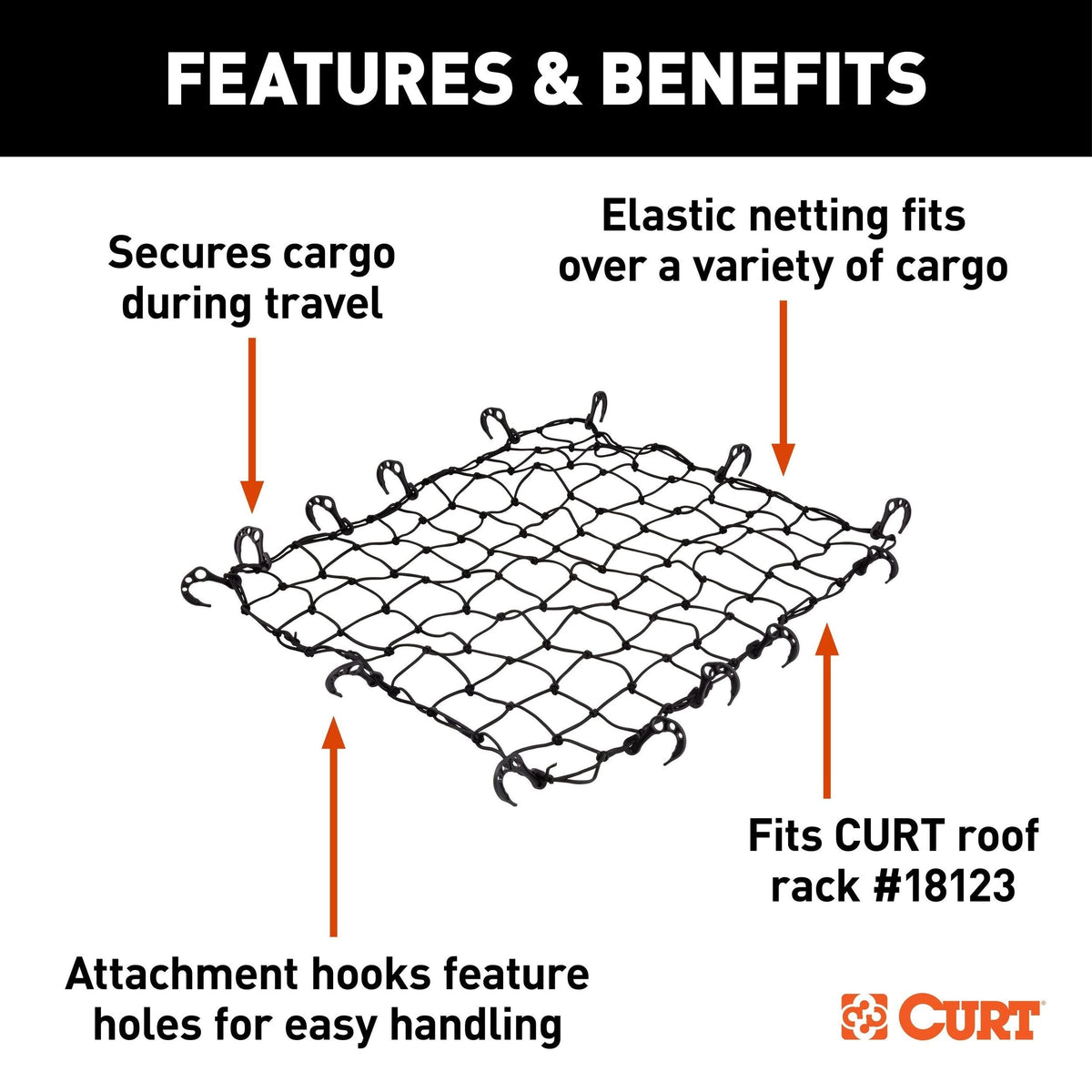 18218 Elastic Cargo Net with Hooks for Roof Basket, 44 x 36-in Q1P4 - product image 6