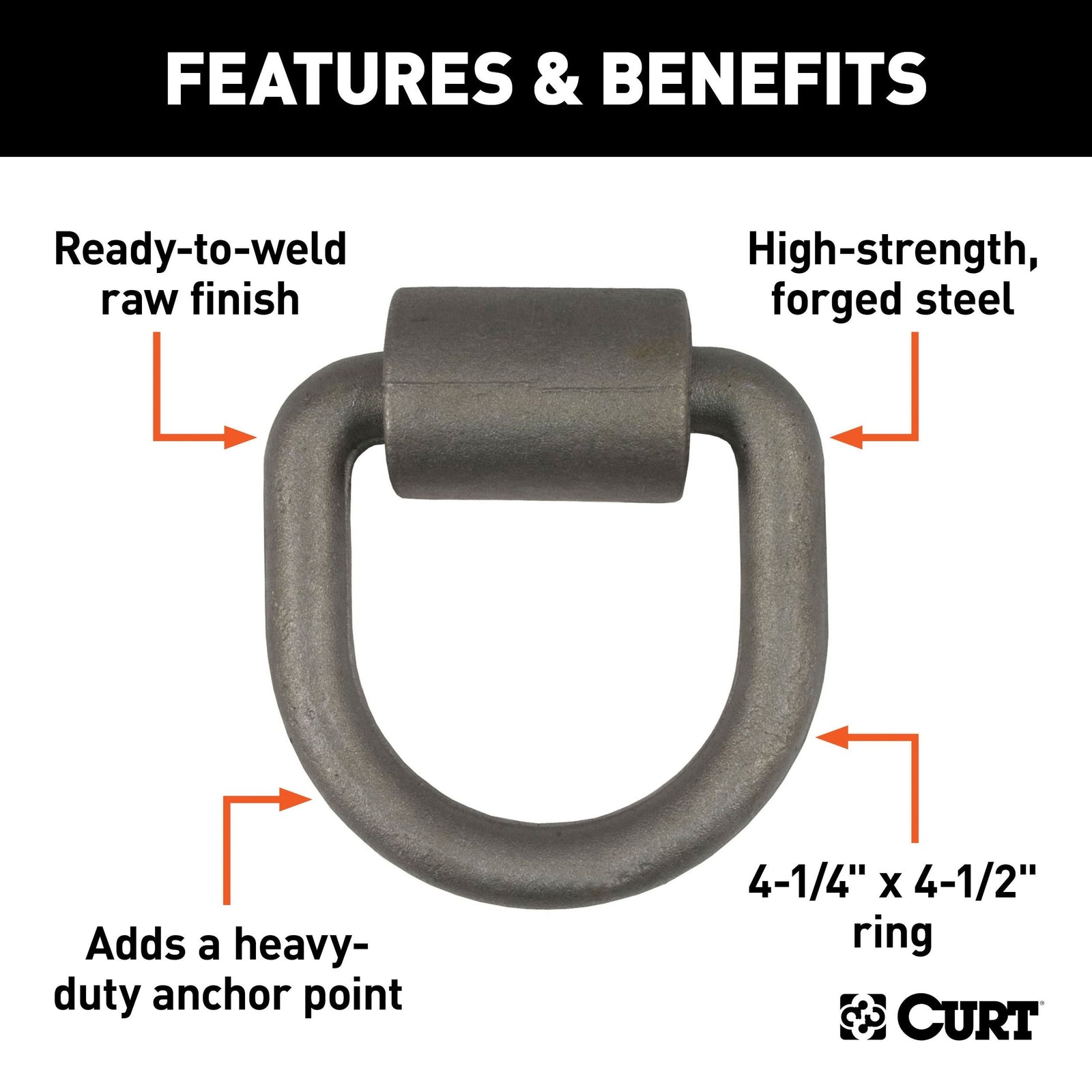 83750 3 x 3-in Weld-On Tie-Down D-Ring (6,100 lbs, Raw Steel) R3B1 - product image 2