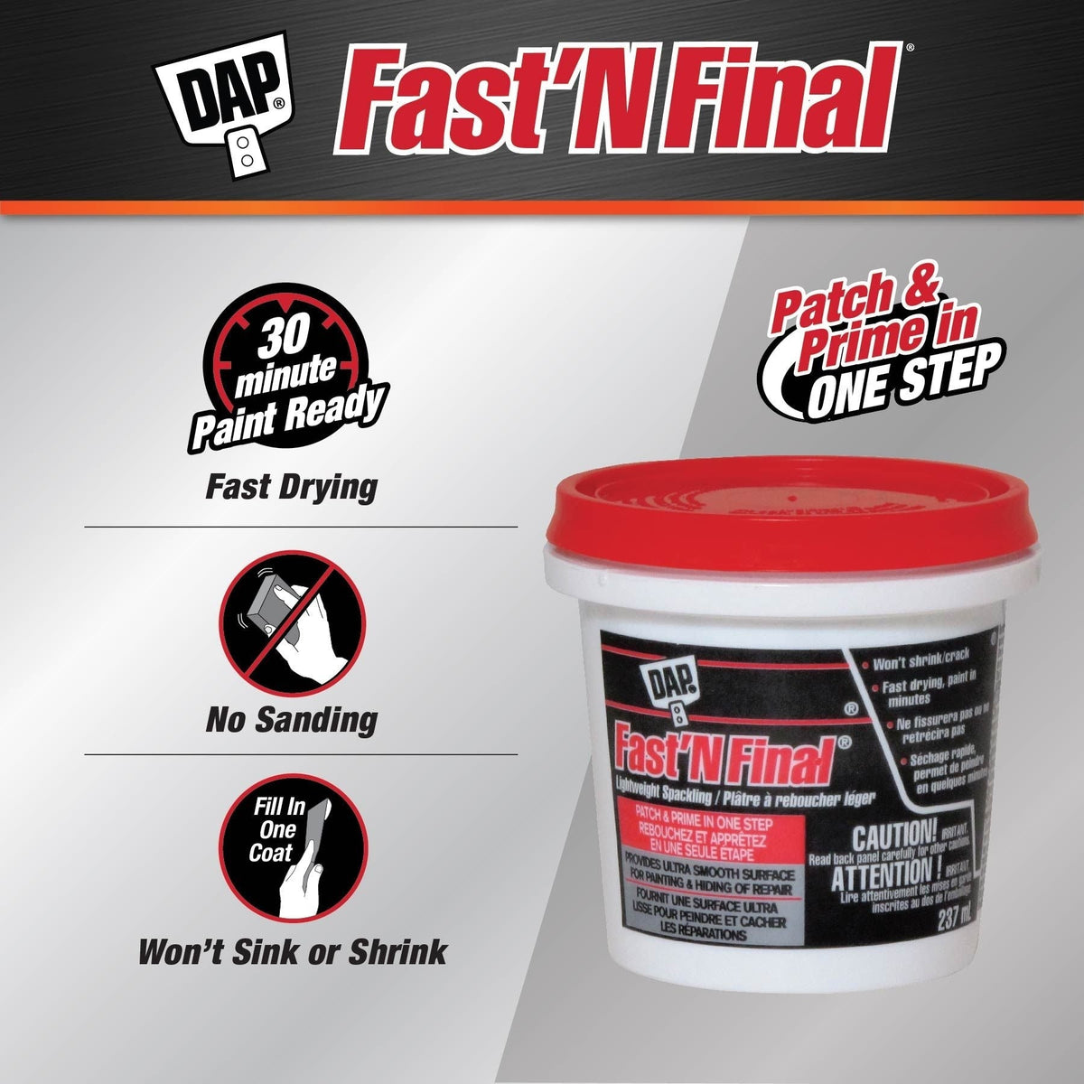 Fast N' Final Lightweight Spackling, 237-mL Y0S5 - product image 2