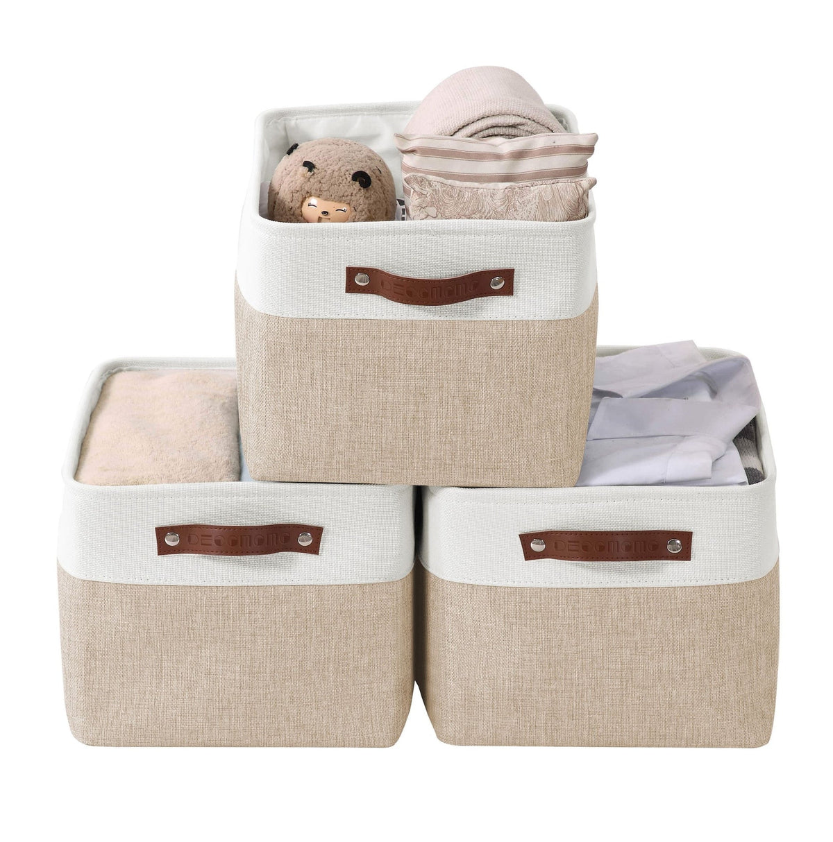 Large Soft-Sided Foldable Storage Basket, 3-pk, Beige O2I6 - product image 1