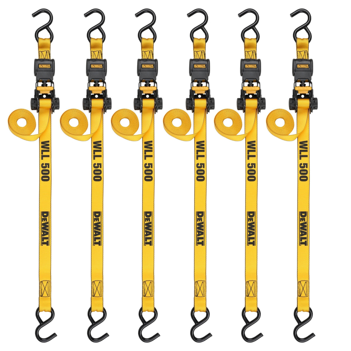 DXBC15006X 1,500-lb Ratchet Tie-Down, with Storage Bag, 1-in x 10-ft, 6-pk, Yellow U8A8 - product image 1
