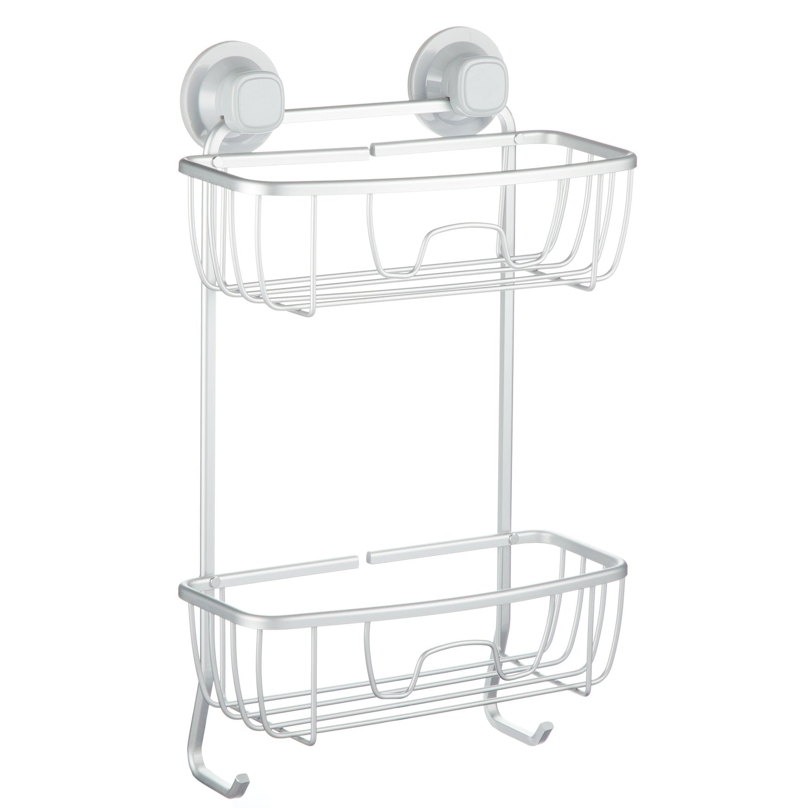 Aluminum Rust-Resistant Suction 2-Shelf Shower Caddy with Hook, 17.5-in x 10.3-in x 5.4-in K2N3 - product image 1