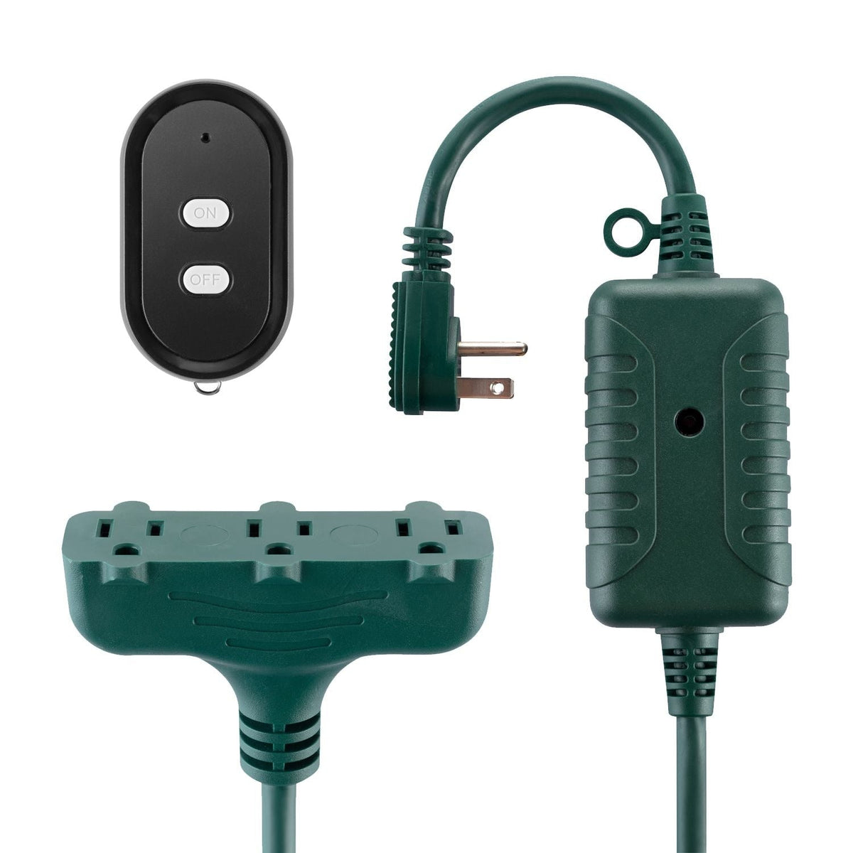Electric 50-ft 14/3 Outdoor Power Cord with Wireless Remote & 3 Grounded Outlets, Green S4F2 - product image 1