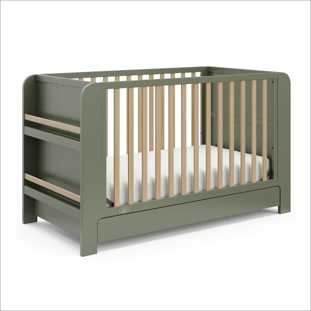 Read-with-Me 4-in-1 Crib with Drawer - Olive/Driftwood N9W3 - product image 1