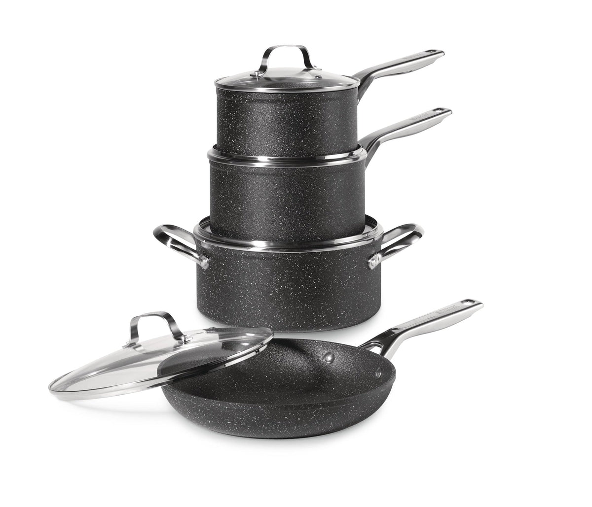 Rock Essence Cookware Set with Glass Lids, Aluminum, 8-pc F6T7 - product image 1