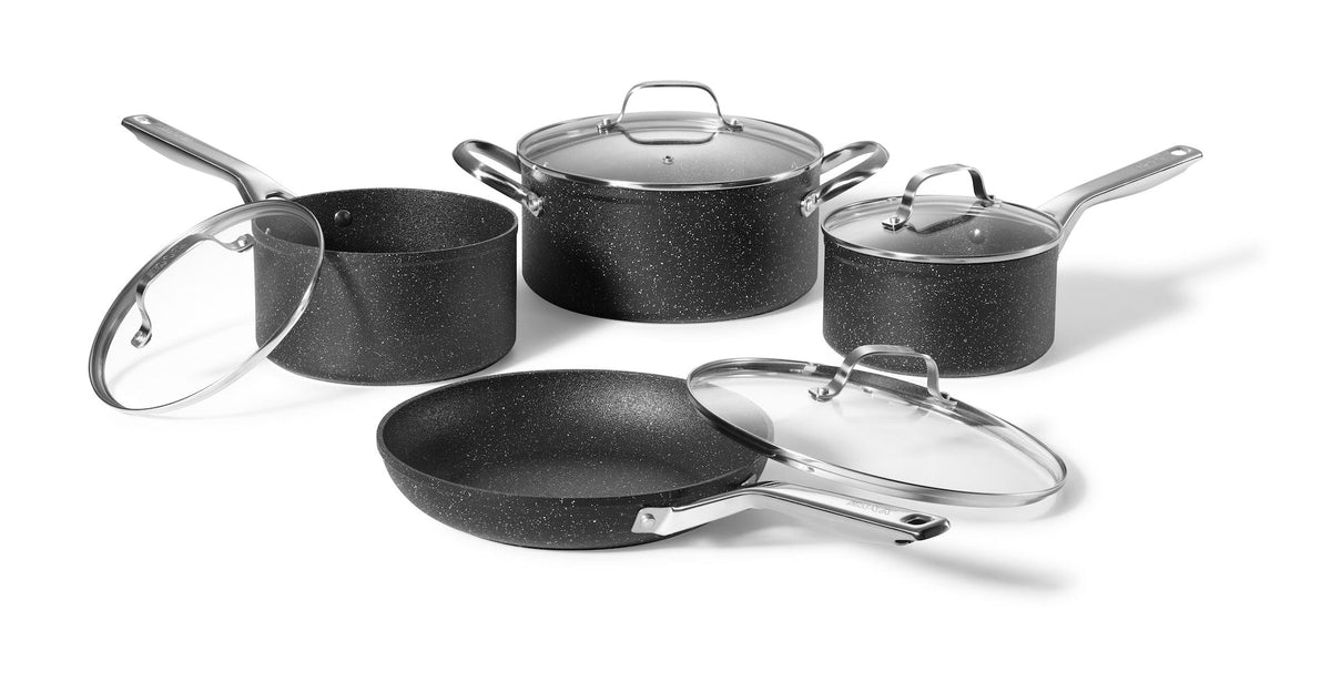 Rock Essence Cookware Set with Glass Lids, Aluminum, 8-pc F6T7 - product image 2