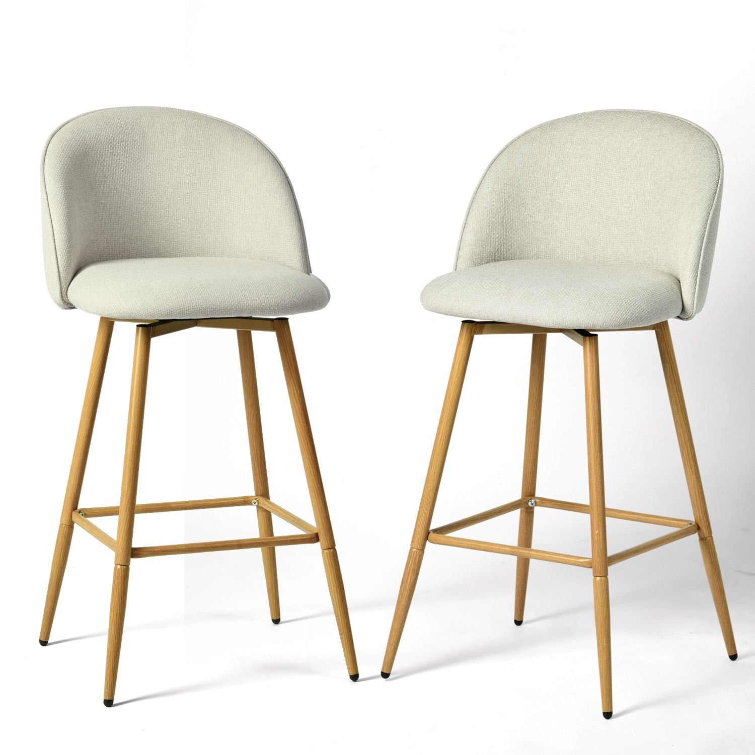 Modern Swivel Bar Stools, Beige, 2-pk Z4Y9 - product image 1