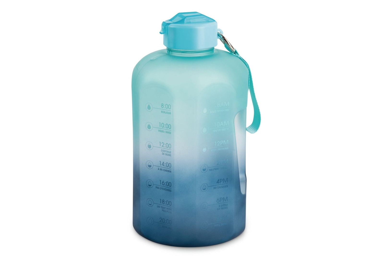 Motivational Water Bottle, 3.7 L, Jumbo-Size, Ombre Blue, with Leakproof Lid T5T8 - product image 1