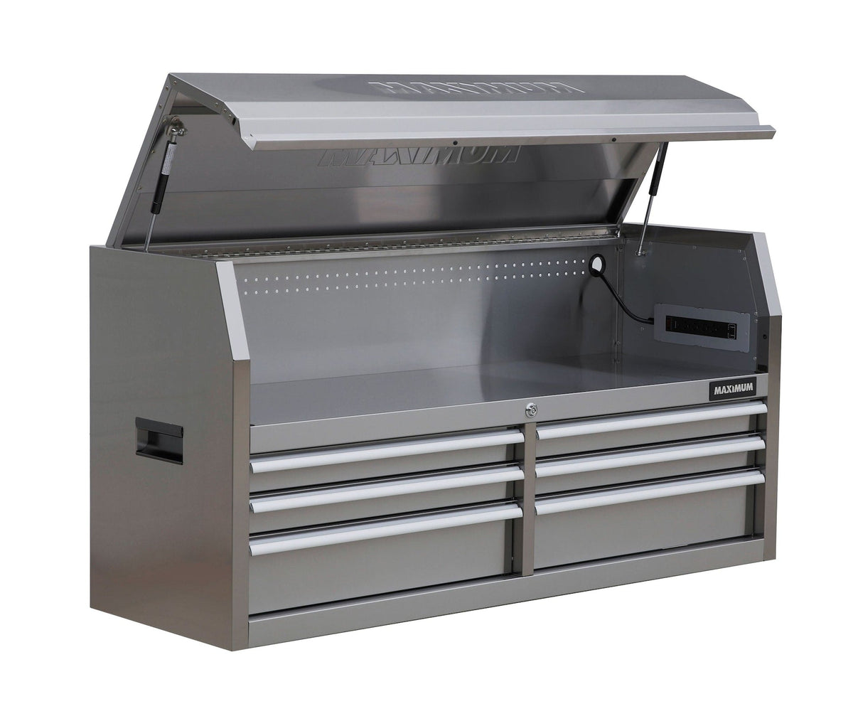 Tool Storage Chest with 6 Drawers, Powerbar with USB, Stainless Steel, 56-in R0H9 - product image 1