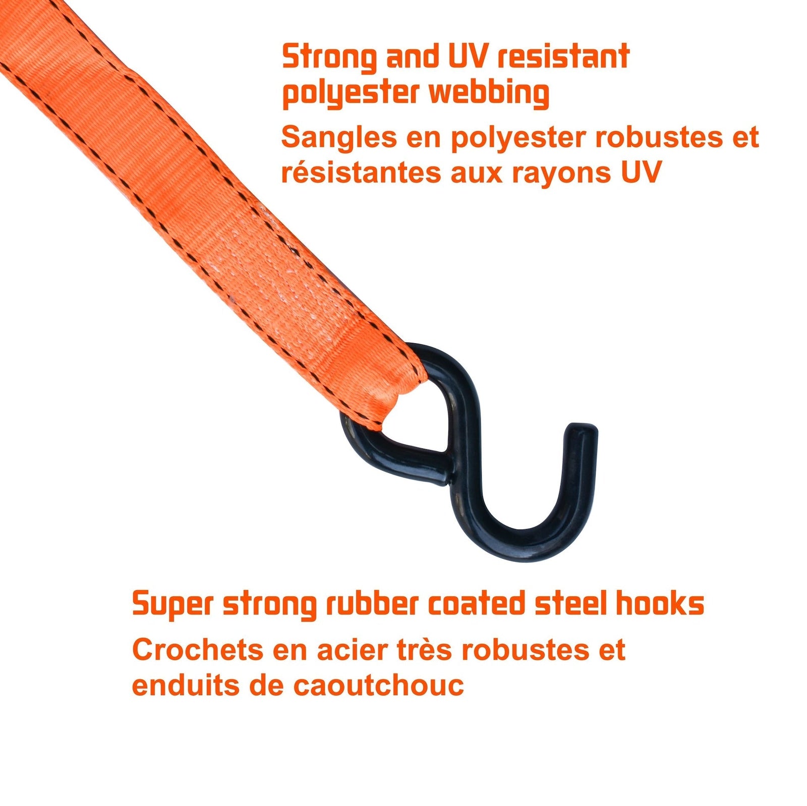 3,000-lb Heavy Duty Ratchet Tie Down, with Padded D-Handle, 1.25-in x 14-ft, 4-pk C5Z7 - product image 6