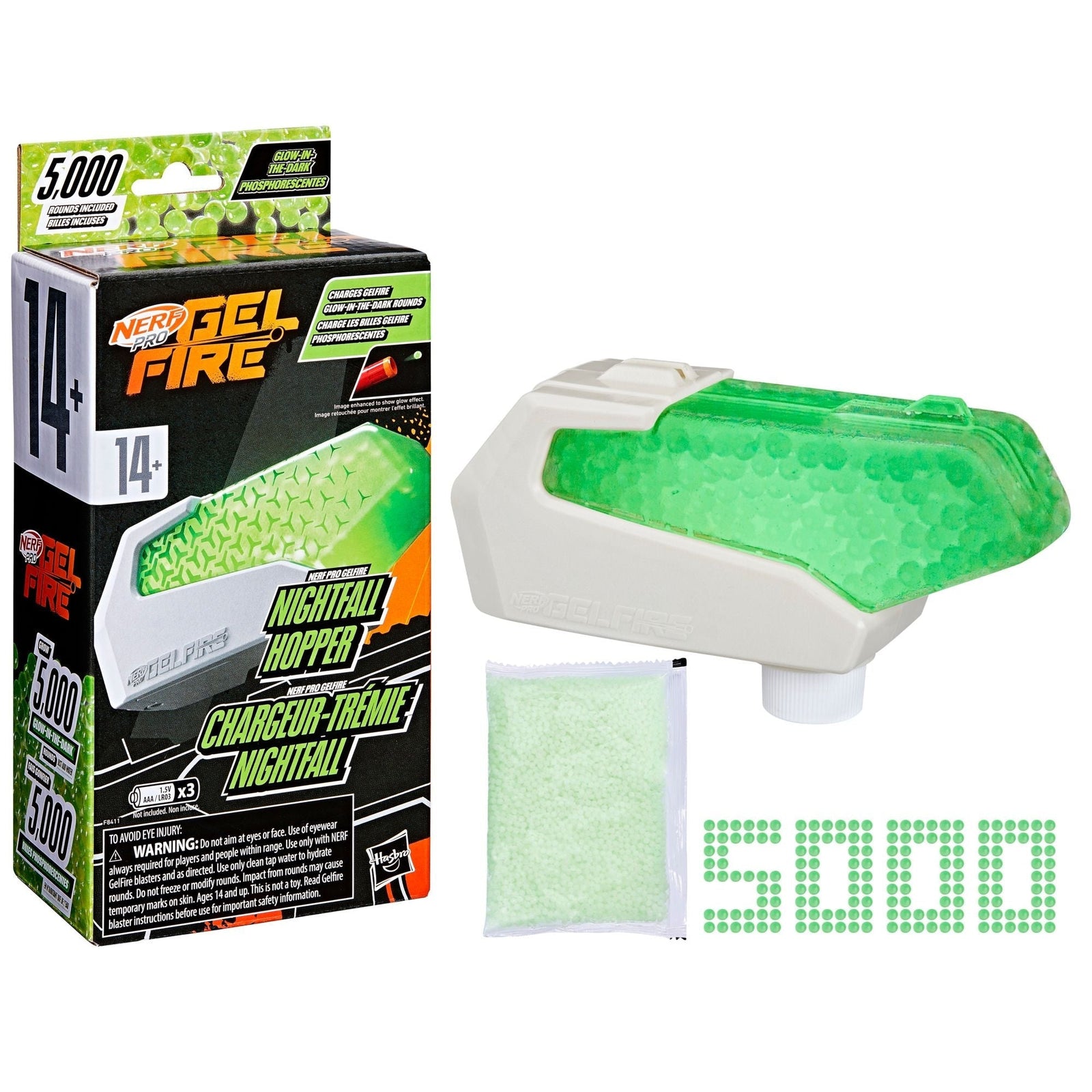 Pro Gelfire Glow In The Dark Nightfall Hopper with 5000 Gelfire Rounds K1W6 - product image 1