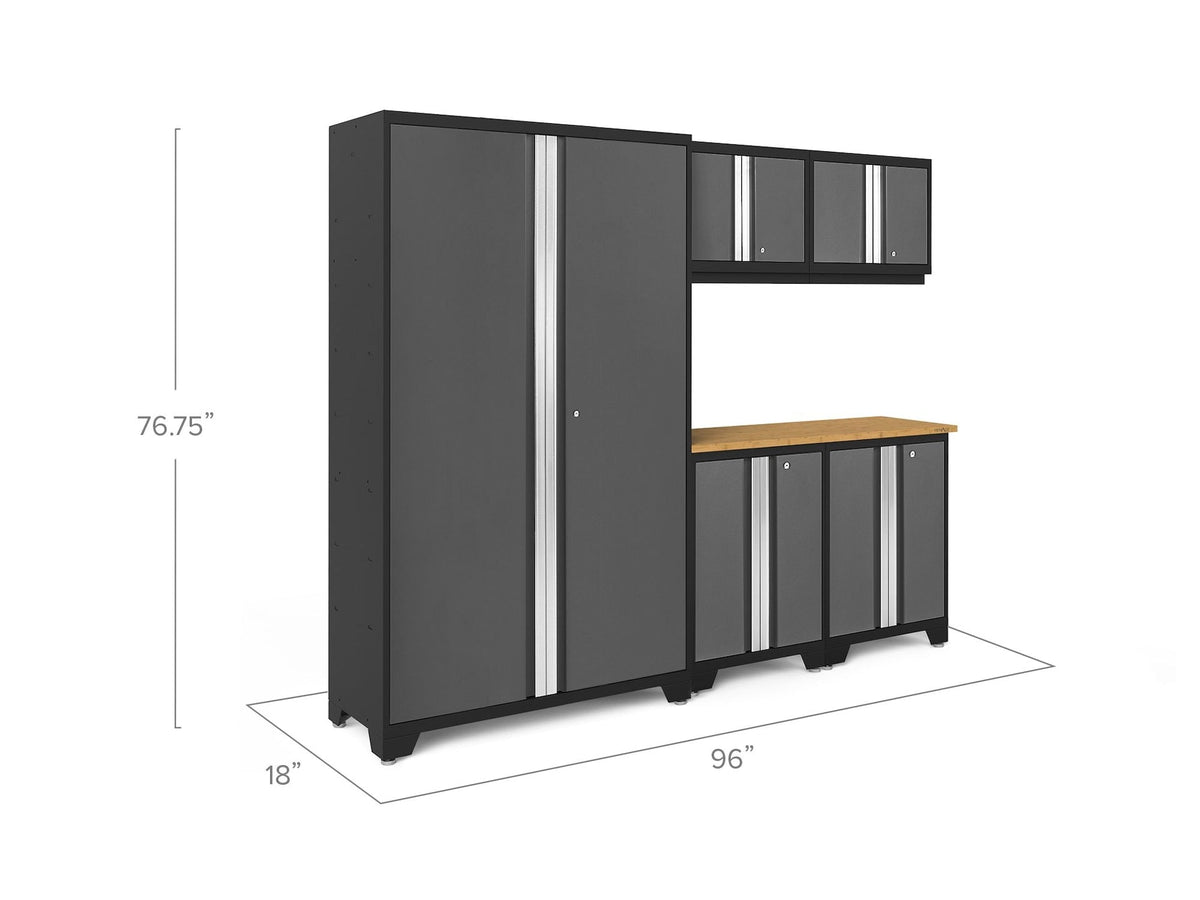 Bold 3.0 Series 24-Gauge Steel Garage Cabinetry Set with Bamboo Top, Partial Assembly, 96-in x 18-in x 72-in, 6-pc K5B2 - product image 3
