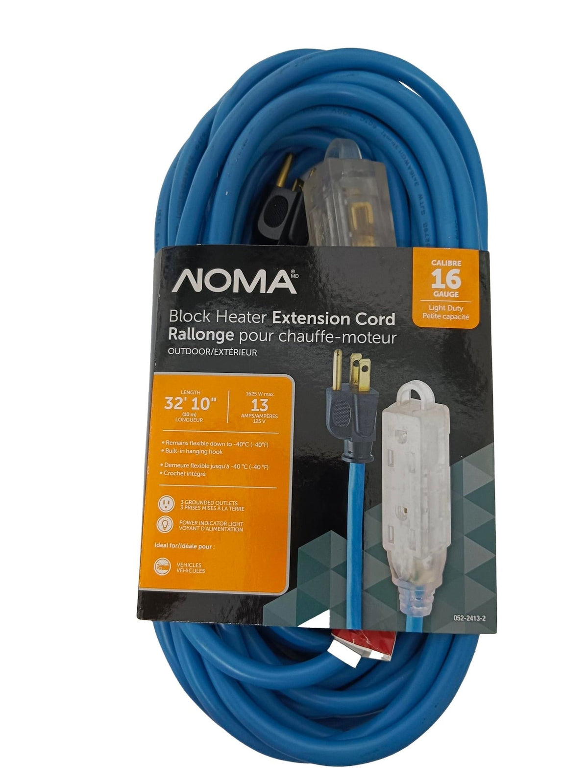 32-ft 10-in 16/3 13 Amp All-Weather Block Heater Cord with Lighted End, Blue E2Y6 - product image 1