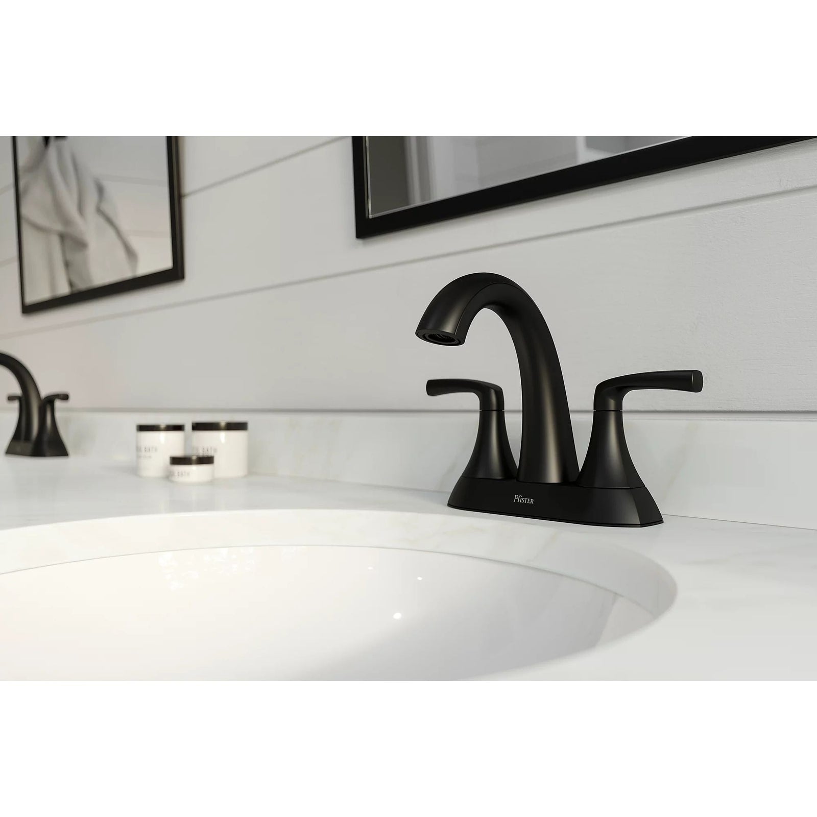 Rancho Double Handle 4-in Centreset Bathroom Sink Faucet Push & Seal Drain, WaterSense Certified, Matte Black T6I9 - product image 7