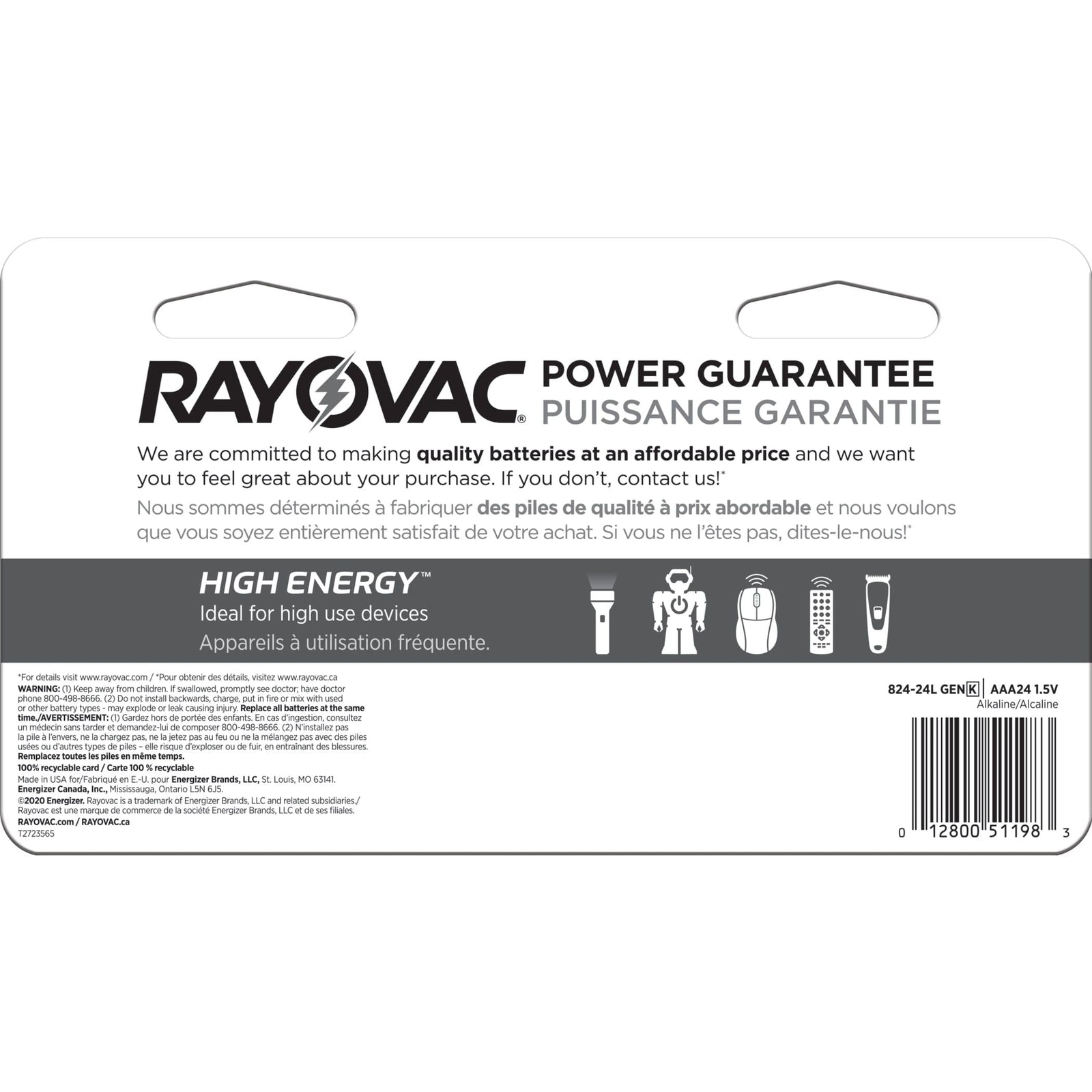 HIGH ENERGY AAA Alkaline Batteries, Long Lasting, All Purpose, 24-Pk G4Q3 - product image 3