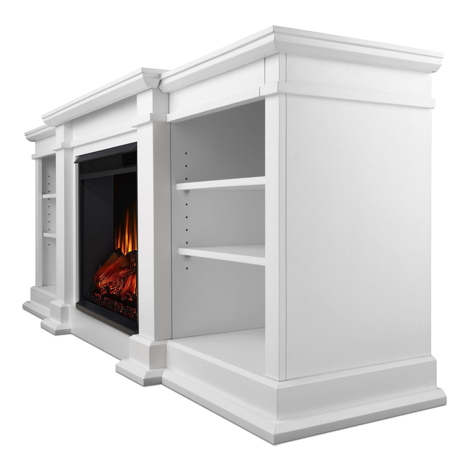 Flame Fresno Electric Media Indoor Electric Fireplace TV Stand, 72-in, 1500W, White I9Q6 - product image 2