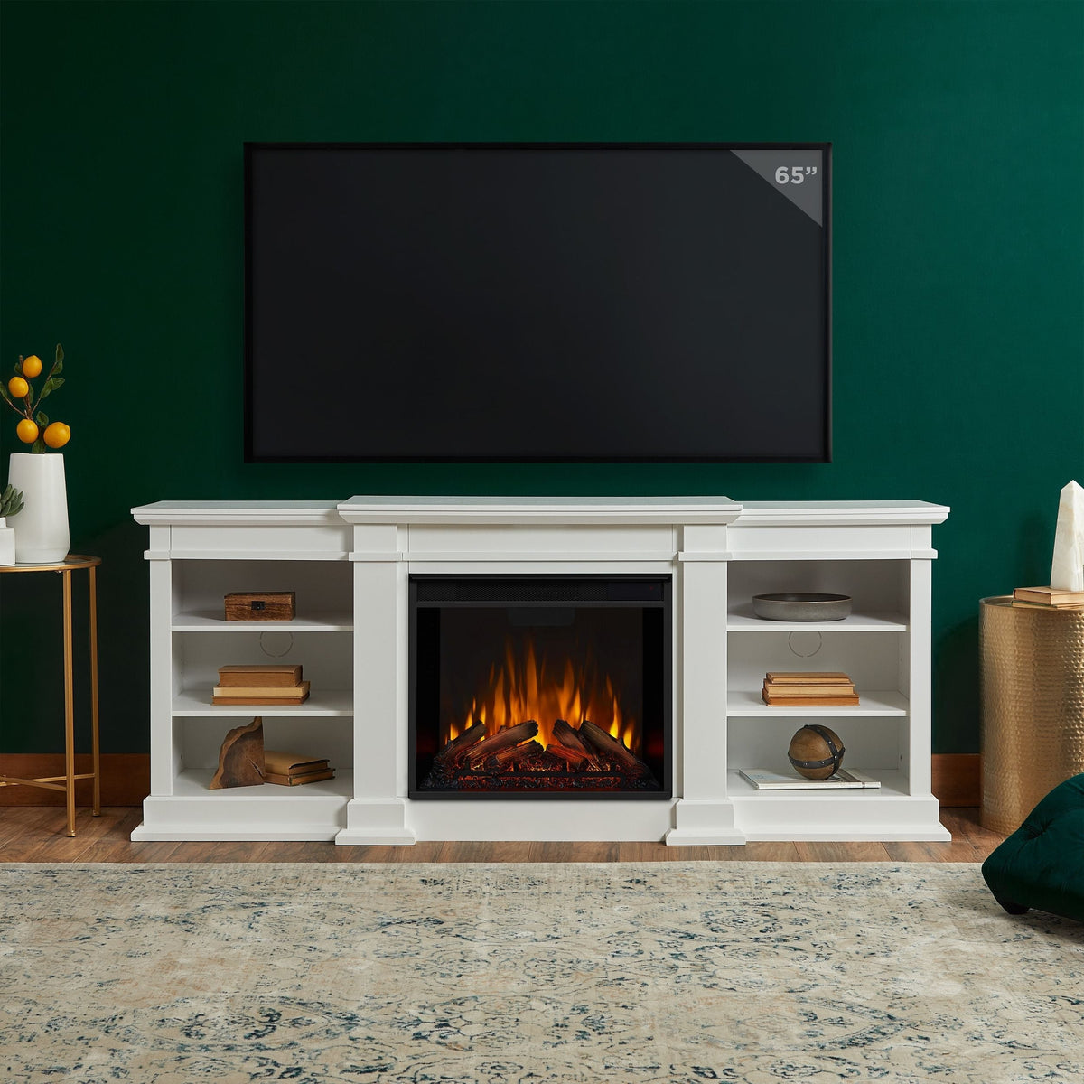 Flame Fresno Electric Media Indoor Electric Fireplace TV Stand, 72-in, 1500W, White I9Q6 - product image 8