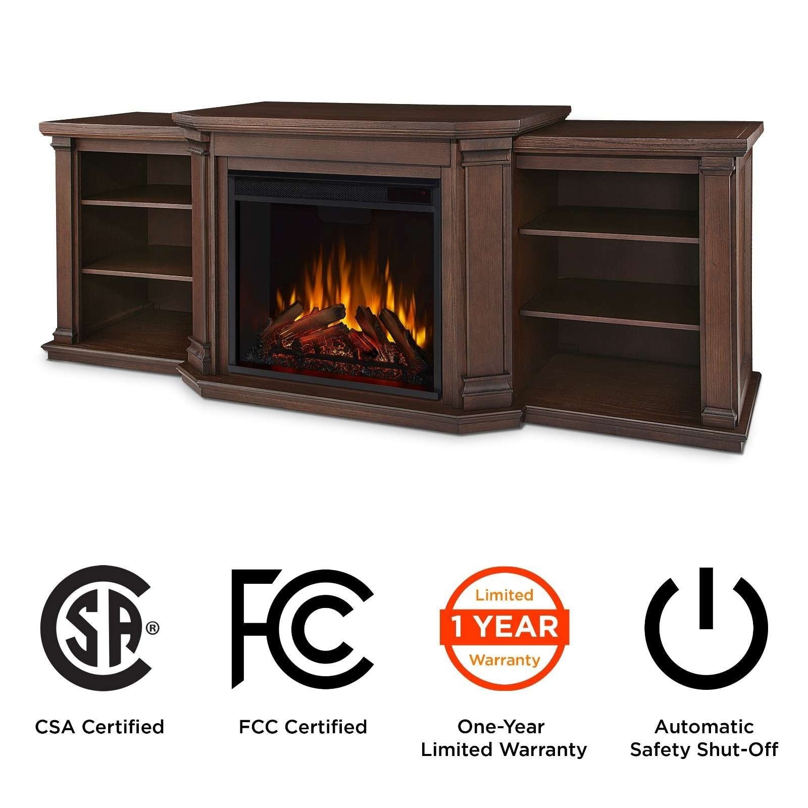 Flame Valmont Media Indoor Electric Fireplace TV Stand, 74-in, 1500W, Includes Remote Control & Firebox, Chestnut Oak C5Q9 - product image 8