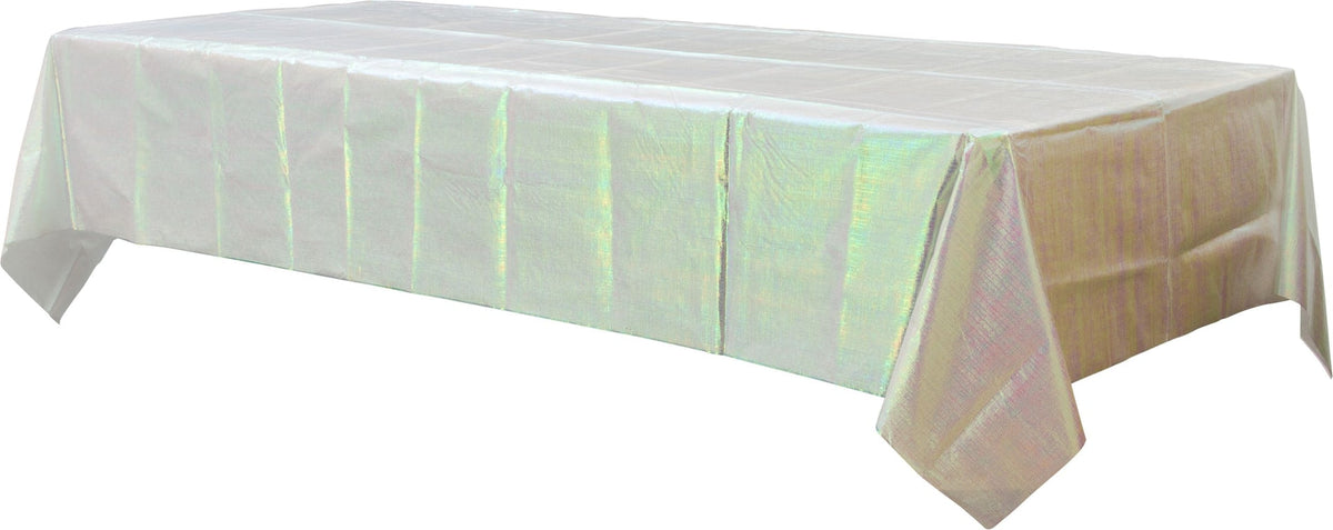Plastic Reusable Table Cover, Opalescent White,54x102-in, for Bachelorette/Bridal Shower/Mother's Day/Baby Shower M1Y2 - product image 1