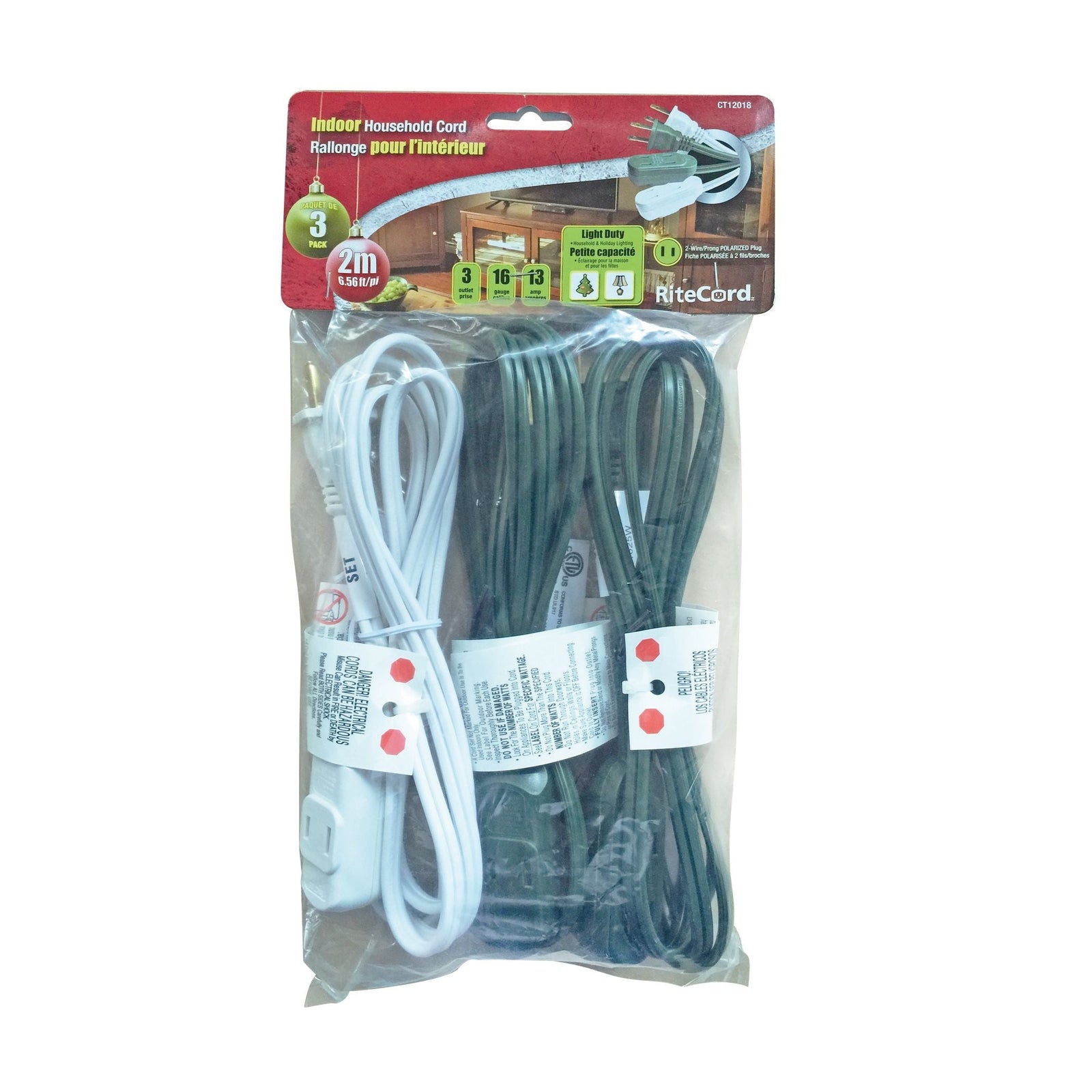 6-ft 7-in 16/2 Indoor Extension Cord, 3-pk G4C4 - product image 1