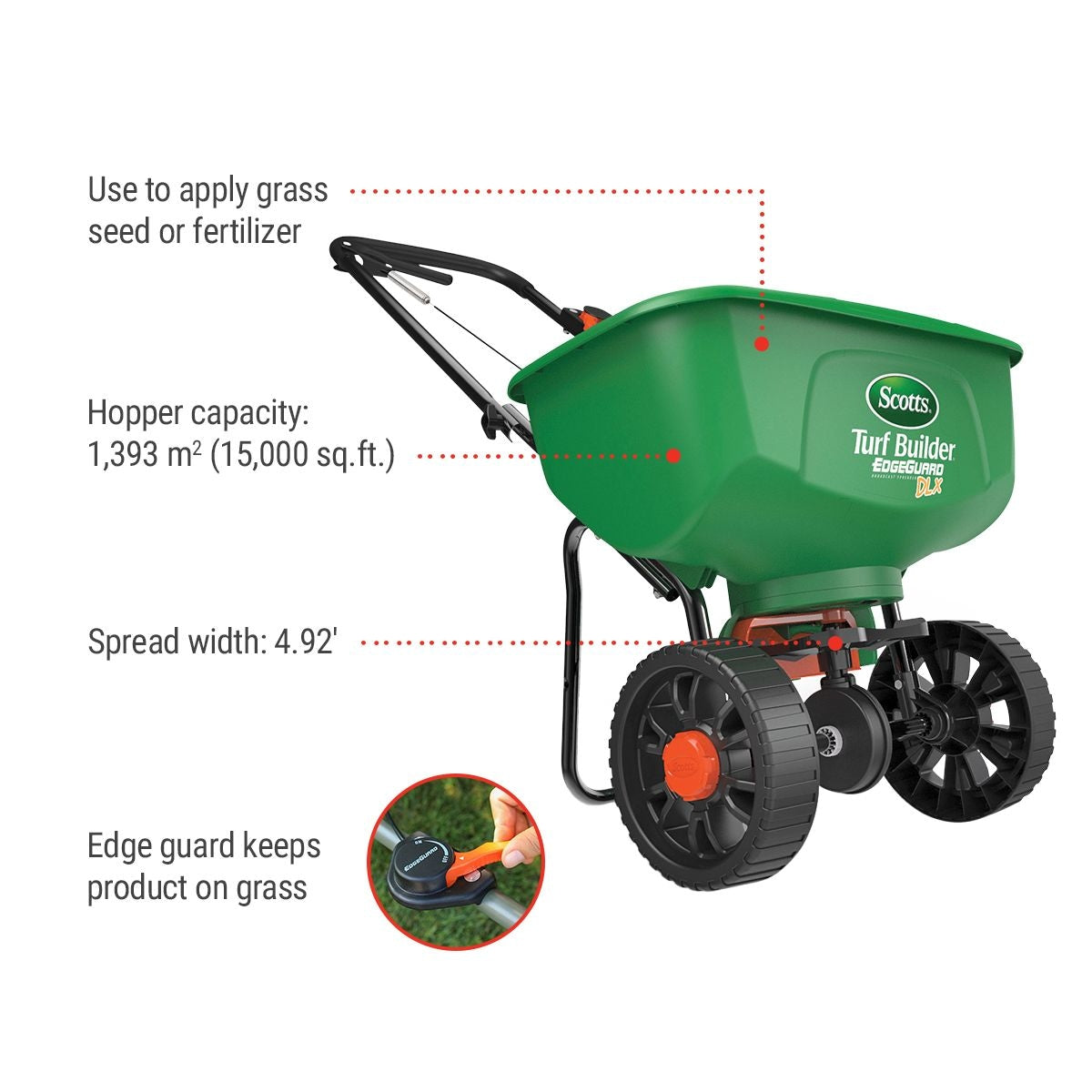 Turf Builder Deluxe Edgeguard Broadcast Spreader, 15,000 sq. ft. N8L9 - product image 2