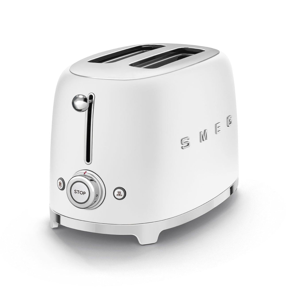 50's Retro Style Wide Slot Pop Up Electric Toaster with 6 Settings, 2-Slice, Matte White Q9J2 - product image 1