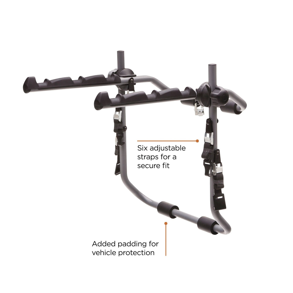 SR3162 Back-Up 3-Bike Trunk Mount Bike Rack with 6 Adjustable Straps, Granite Grey D0Y5 - product image 7