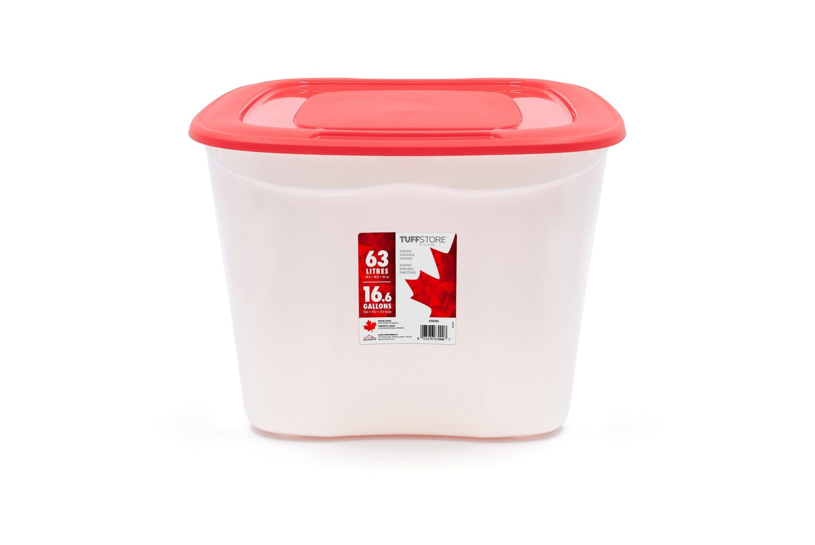 Storage Box with Lid, 63-L, Red/White, 63 Litre Storage Container V2E2 - product image 3
