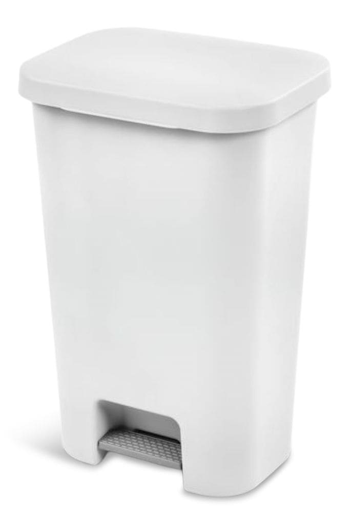 Plastic Rectangular Step Garbage Can, White, 45-L R2B0 - product image 1