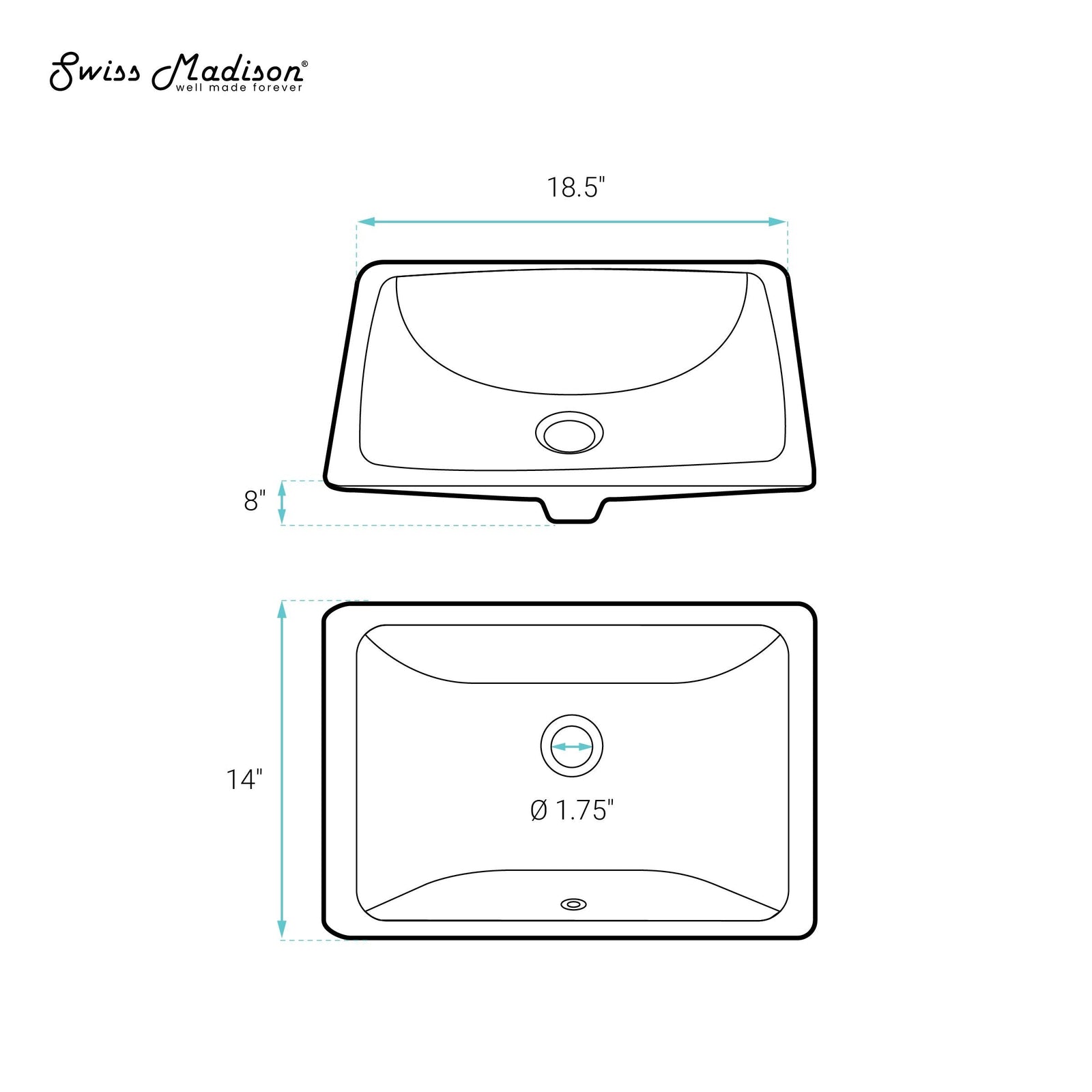 Plaisir 18.5 Rectangular Under-Mount Bathroom Sink J7U4 - product image 7