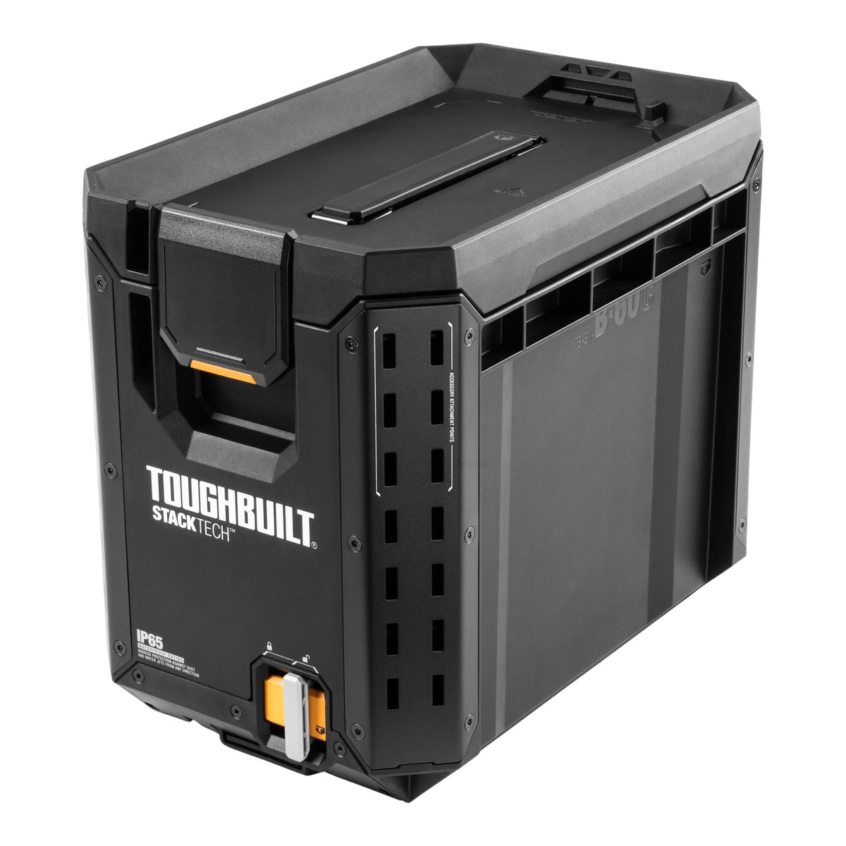 StackTech Half Portable Modular Plastic/Metal Tool Box with Inner Tray and 5 Dividers, IP65-Rated, Black H3M3 - product image 1