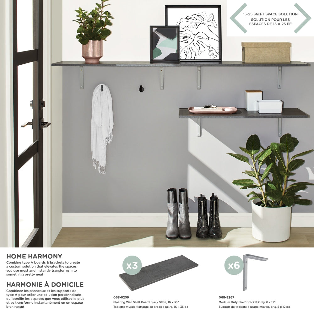 type A Floating Wall Shelf Board, Black Slate, 16 x 35-in P2M8 - product image 1