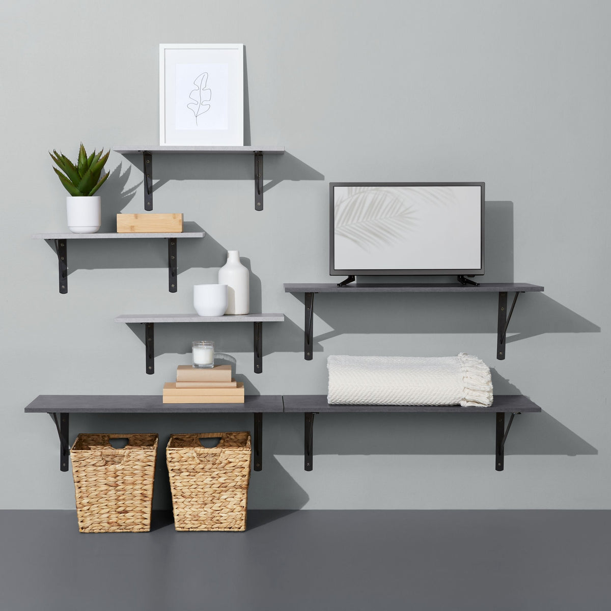 type A Floating Wall Shelf Board, Black Slate, 16 x 35-in P2M8 - product image 8