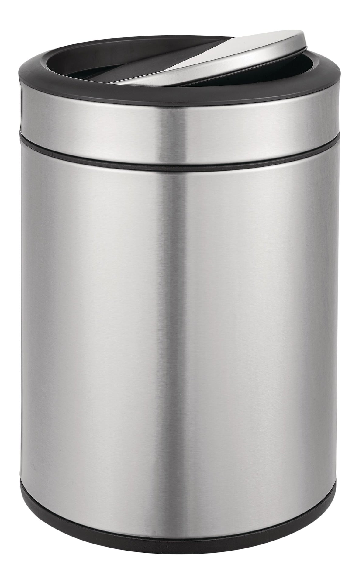 type A Steel and Plastic Circular Swing Lid Garbage Bin, Silver, 8-L Q5W5 - product image 1