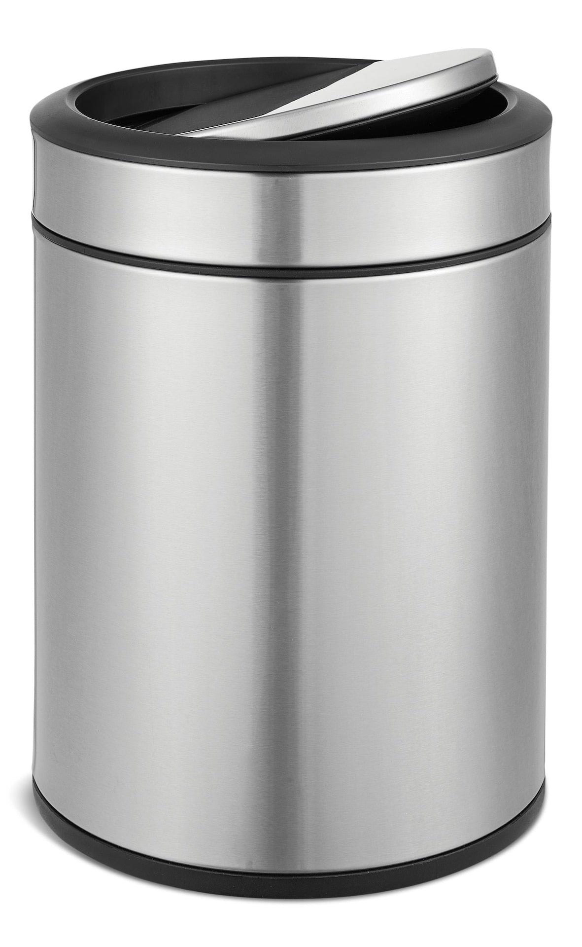 type A Steel and Plastic Circular Swing Lid Garbage Bin, Silver, 8-L Q5W5 - product image 2
