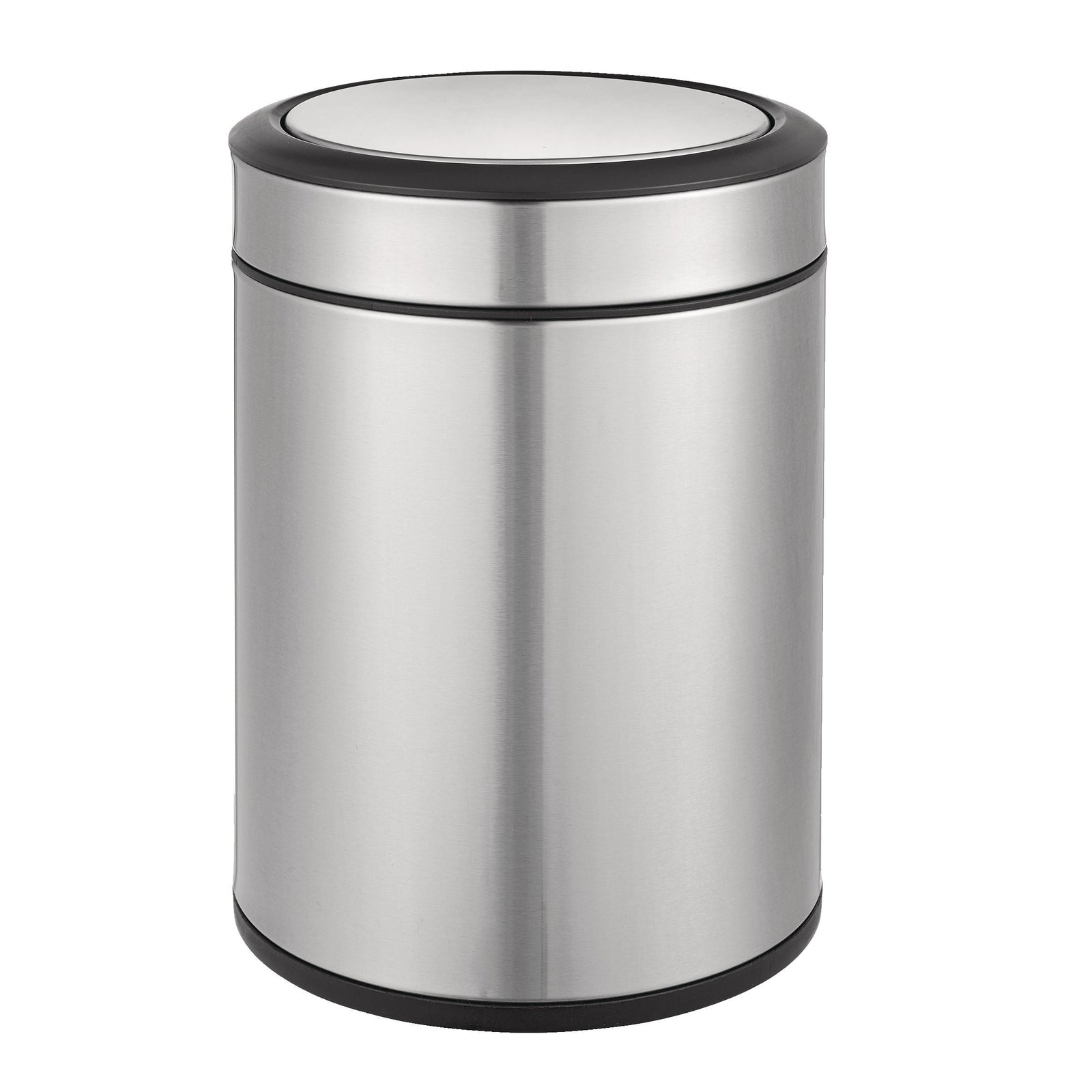 type A Steel and Plastic Circular Swing Lid Garbage Bin, Silver, 8-L Q5W5 - product image 3