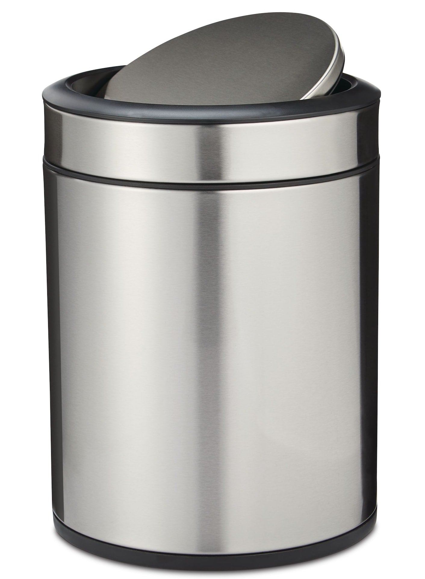 type A Steel and Plastic Circular Swing Lid Garbage Bin, Silver, 8-L Q5W5 - product image 5