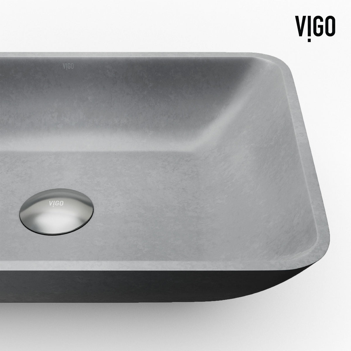 Duomo Gothic ConcretoStone Grey Bathroom Sink/Basin Set with Dunn Faucet and Rectangular Vessel J6Y9 - product image 5