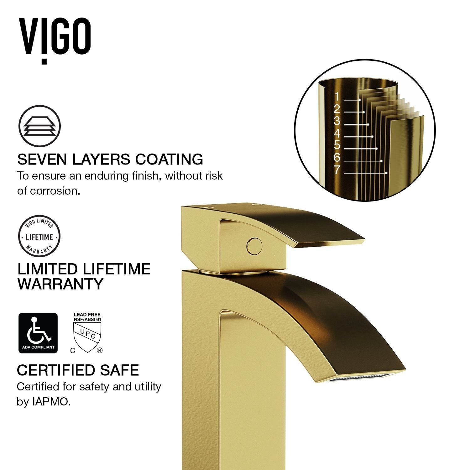 Duris Single Handle Vessel Sink Bathroom Faucet with Deck Plate, Matte BGold H7P6 - product image 5