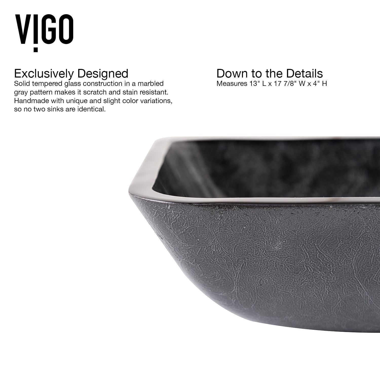 Glass Grey Onyx Bathroom Sink/Basin Set with Matte Black Lexington Faucet and Rectangular Vessel H0Z2 - product image 3