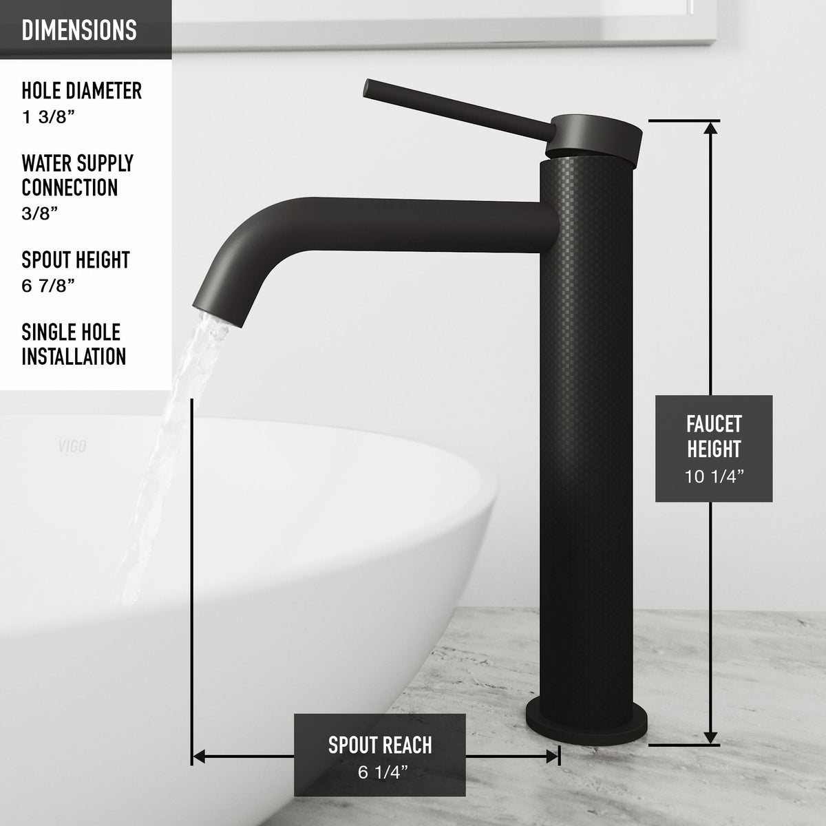 Glass Grey Onyx Bathroom Sink/Basin Set with Matte Black Lexington Faucet and Rectangular Vessel H0Z2 - product image 4