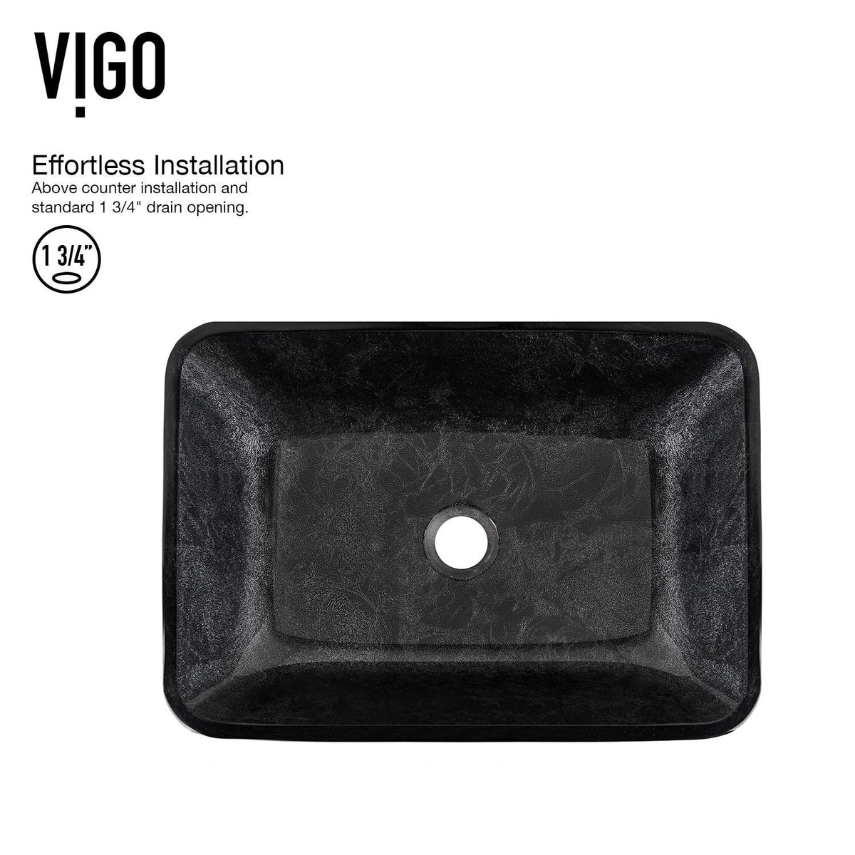 Glass Grey Onyx Bathroom Sink/Basin Set with Matte Black Lexington Faucet and Rectangular Vessel H0Z2 - product image 7