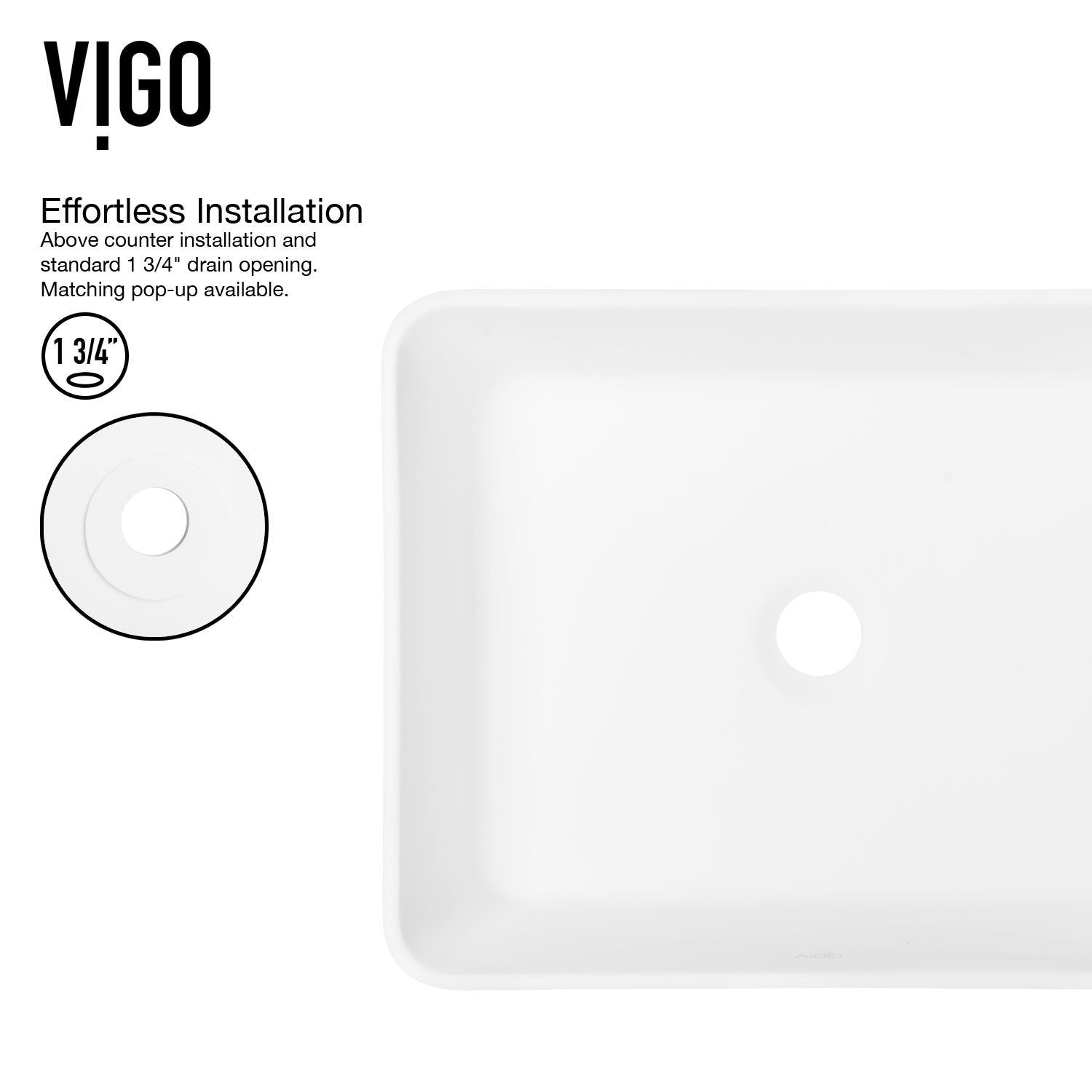 Marigold MatteStone Matte White Bathroom Sink/Basin Set with Apollo Faucet and Rectangular Composite Vessel P4U1 - product image 8